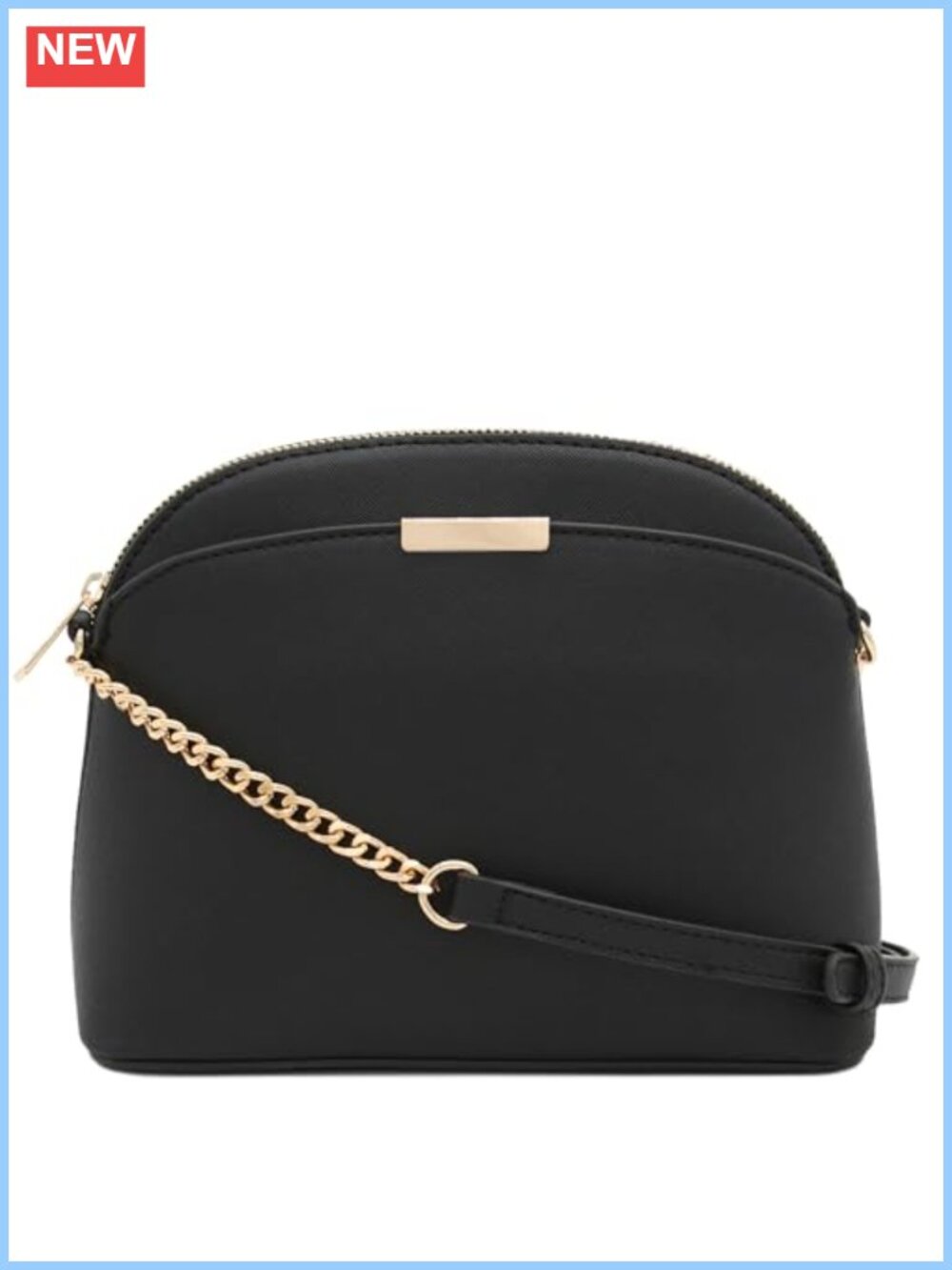Faux Leather Dome Crossbody Bag Chain Strap Adjustable
